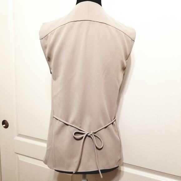 ZARA Vest Woman's Asymmetric Beige Tie Waist Closure Draped Front Layer Size S - Picture 11 of 14